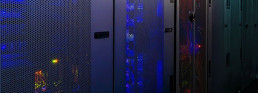 blue doors of a server room