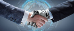 machine learning shaking hand of human