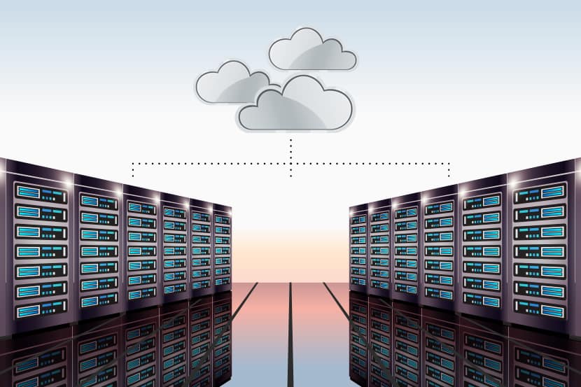 clouds representing servers connected