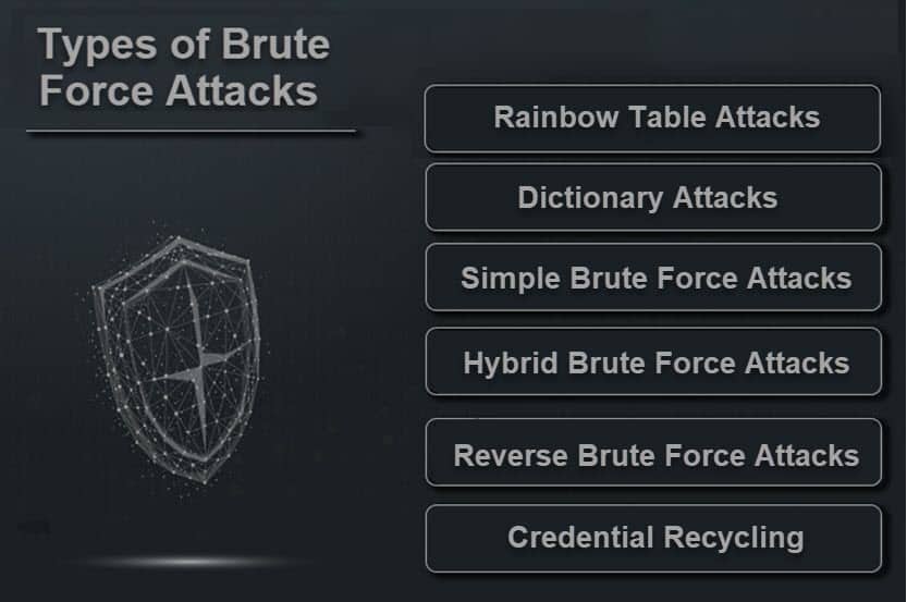 diagram of the different kinds of brute force attacks hackers use